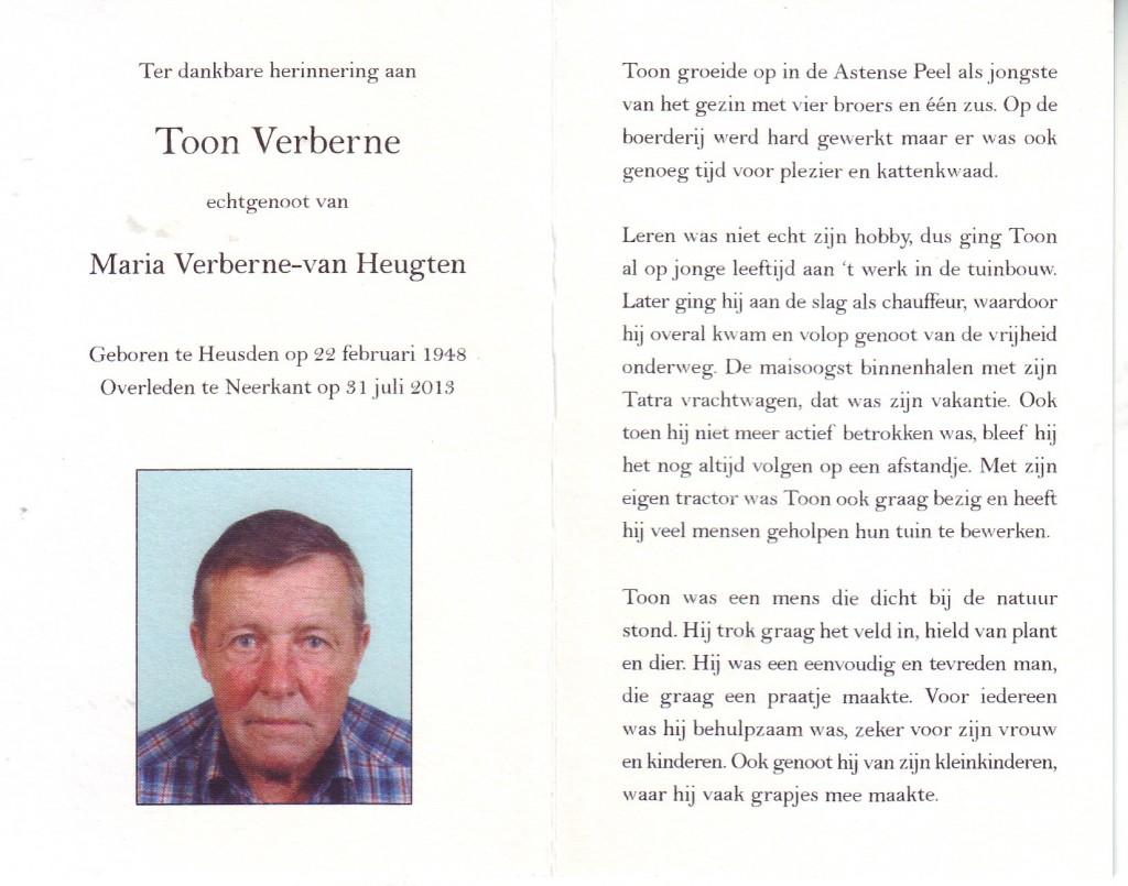 Verberne Toon 1948-2013