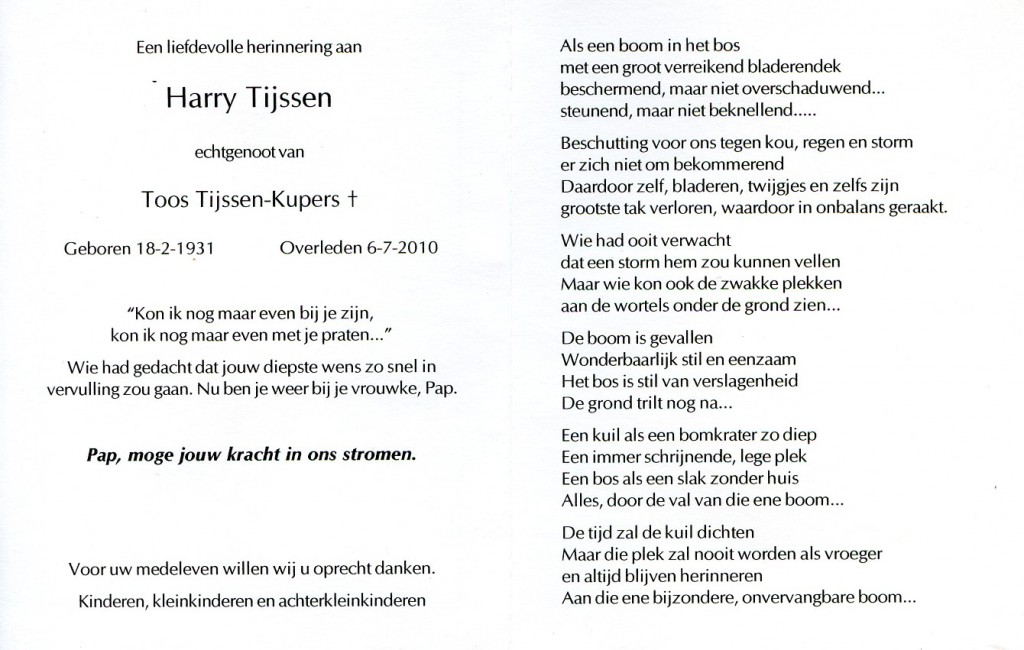 tijssen, harry 1931-2010 a