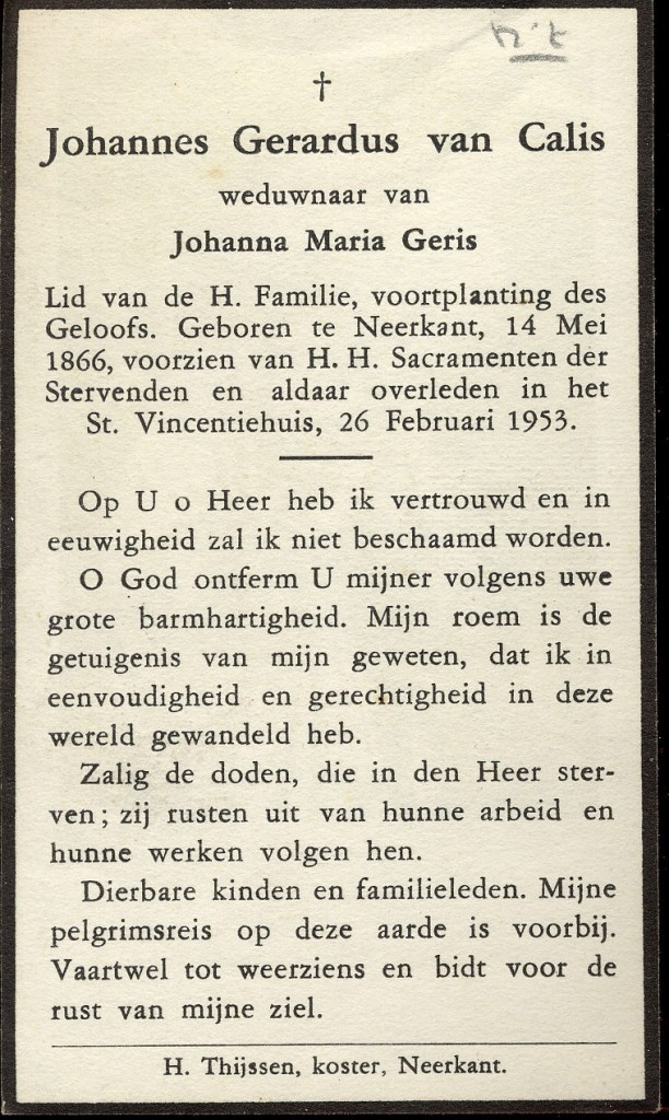 calis, v johannes g 1866-1953 a