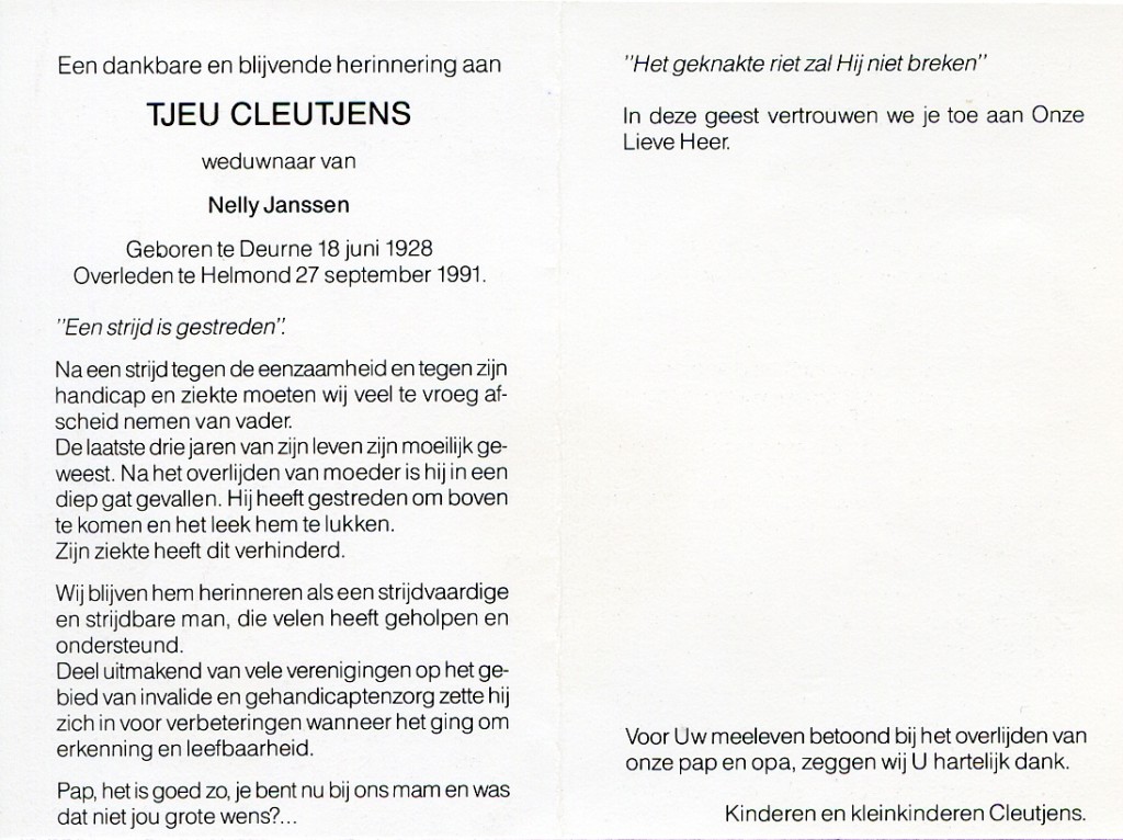 cleutjens, tjeu 1928-1991