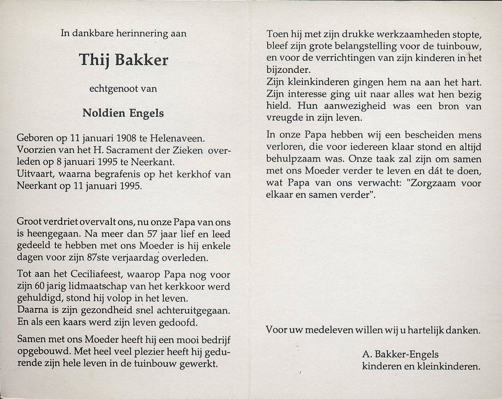 1-bakker, thij 1908-1995 a