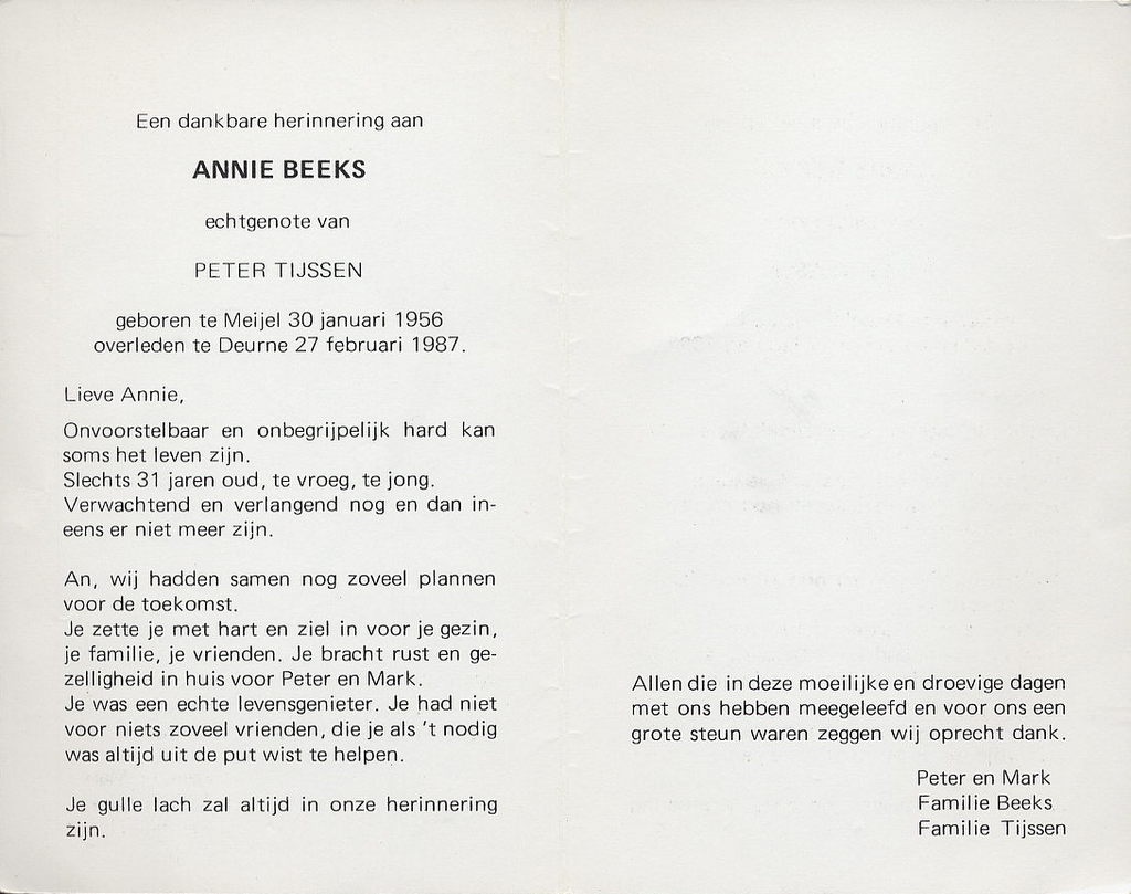 1-beeks, annie 1956-1987 a