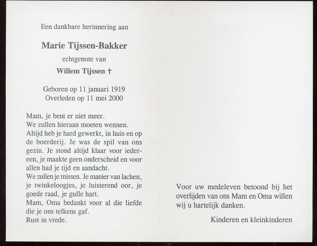 bakker, marie 1919-2000 a