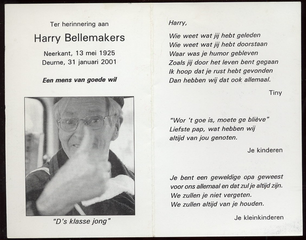 bellemakers, harry 1925-2001 a