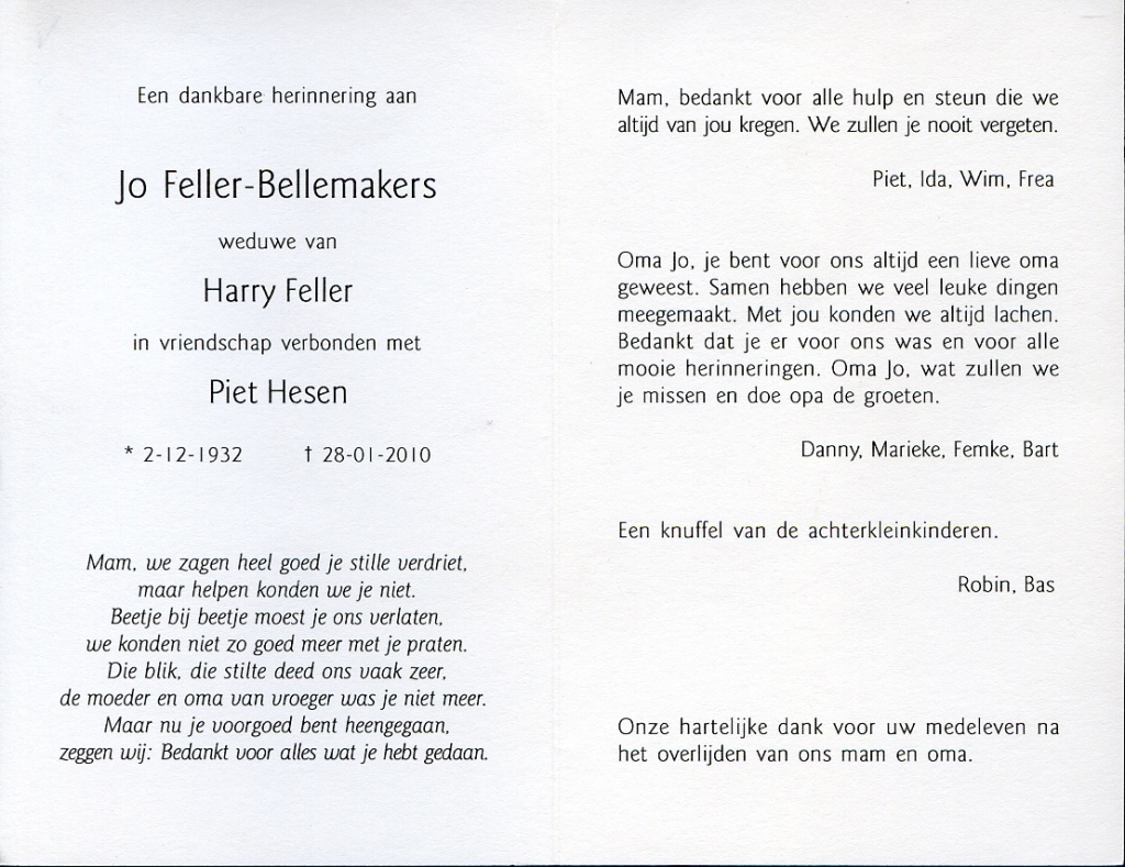 bellemakers, jo 1932-2010