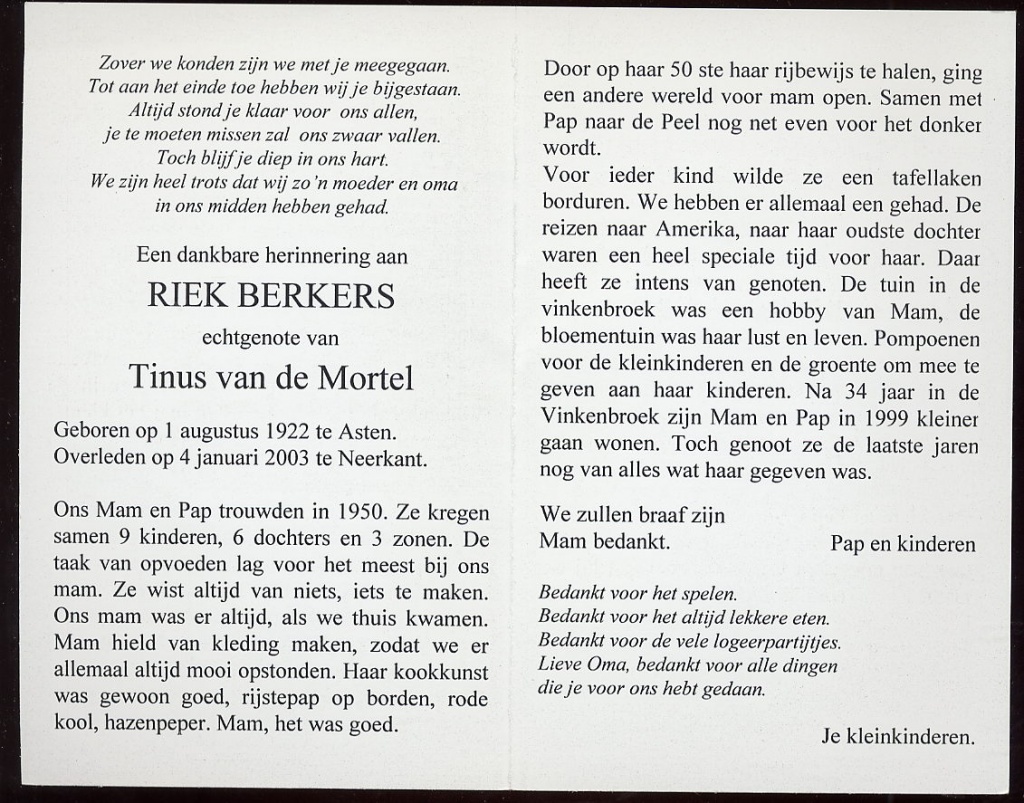 berkers, riek 1922-2003 a