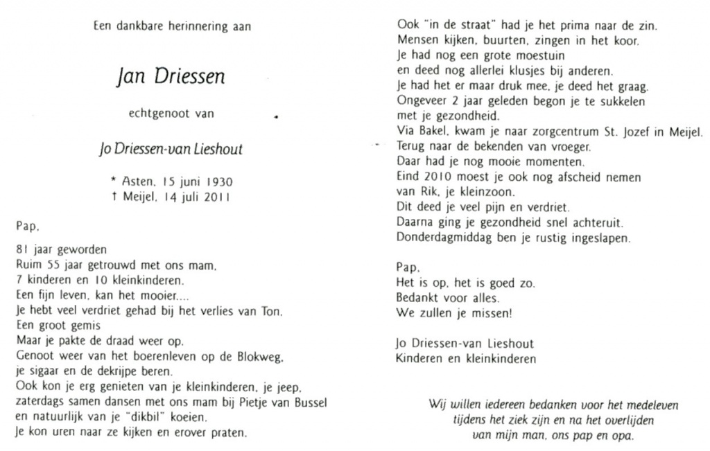 driessen, jan 1930-2011 a