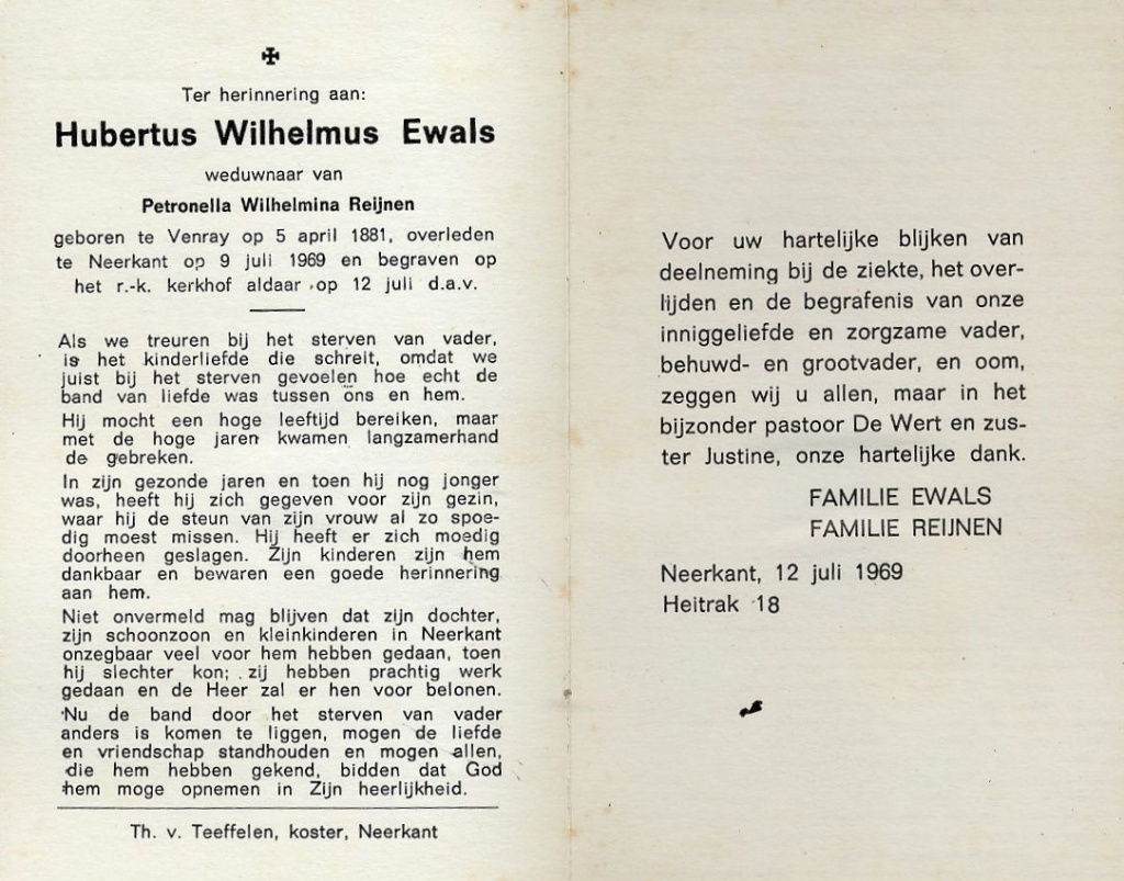 ewals, hubertus w 1881-1969