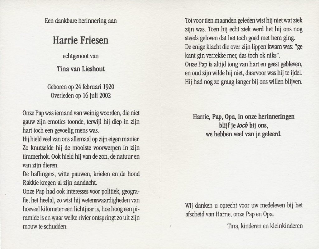 friesen, harrie 1920-2002
