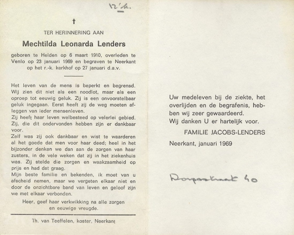 lenders, mechtilda l 1910-1969 a