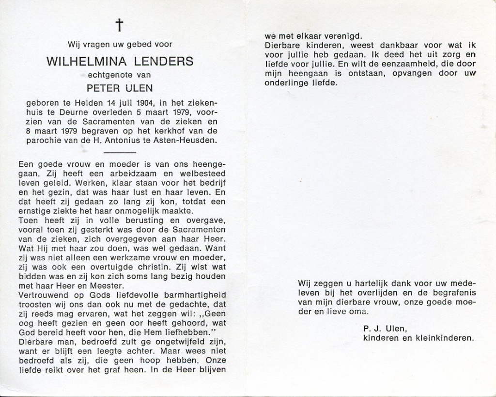 lenders, wilhelmina 1904-1979