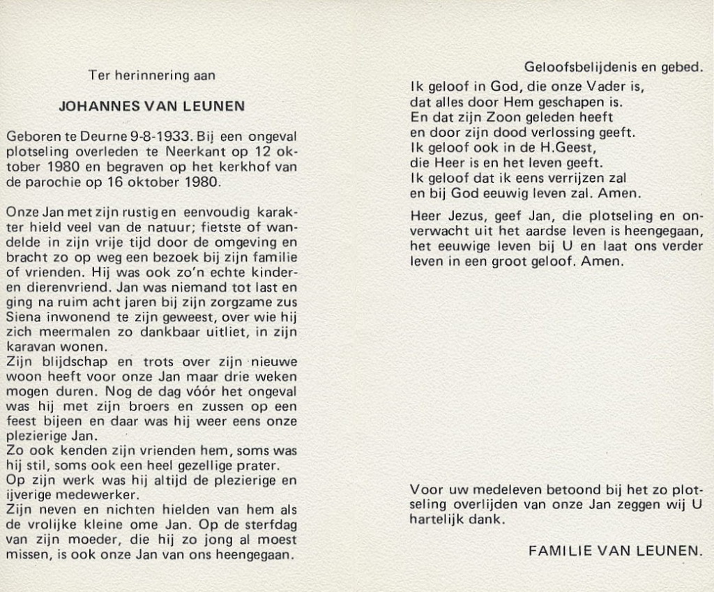 leunen, v johannes 1933-1980 a